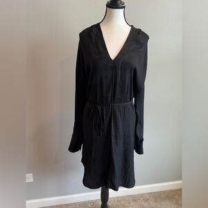 Banana Republic Classic Silk Shirt Dress in Black, size XL